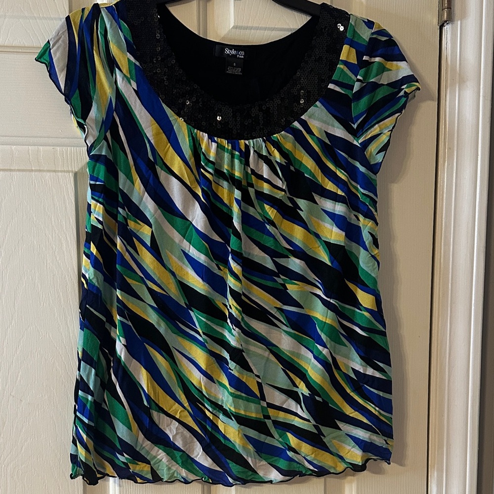 Style & Co. Multicolor Patterned Blouse